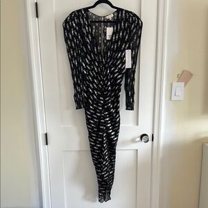 Black and Silver Patterned Formal Dress